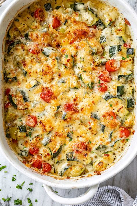 Baked Zucchini and Cheese Recipe – Cheesy Zucchini Bake Recipe — Eatwell101 Baked Zucchini With Tomato And Cheese, Homemade Loaded Zucchini Bake, Cheesy Zucchini Casserole Allrecipes, Stuff To Make With Zucchini, Layered Zucchini Recipes, Keto Zucchini Bake Recipes, Zucchini Broccoli Casserole, Keto Baked Vegetables, Hungry Happens Chicken Zucchini Bake