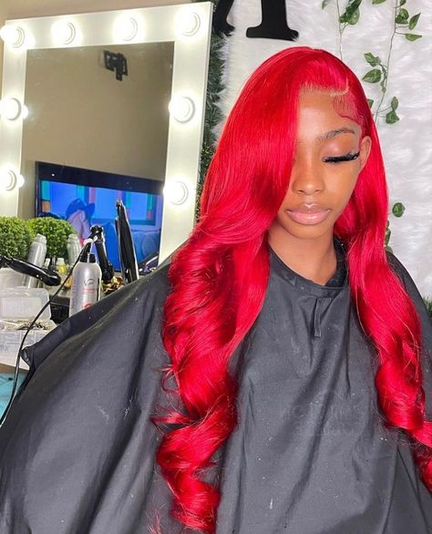 Red Hair Wig, Cute Weave Hairstyles, Pretty Red Hair, Hairstyles List, Frontal Wig Hairstyles, Red Wig, 11th Grade, Dyed Hair Inspiration, Cute Box Braids Hairstyles