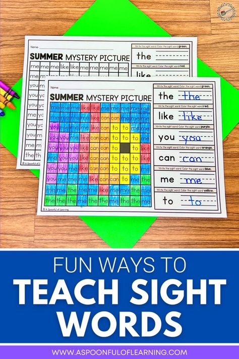 Sight words can be a tricky concept for young kindergarten students! Identifying sight words with fluency requires a lot of repetition! You can keep this repetition fresh by using a variety of different activities. Check out this post for several fun ways to teach sight words in kindergarten. Sight Word Art Projects, Snap Words Kindergarten, Teaching Sight Words First Grade, Kindergarten Fluency Activities, Fun Ways To Practice Spelling Words, Ways To Teach Sight Words, Sight Word Activities For Kindergarten, Kindergarten Reading Centers, Teach Sight Words