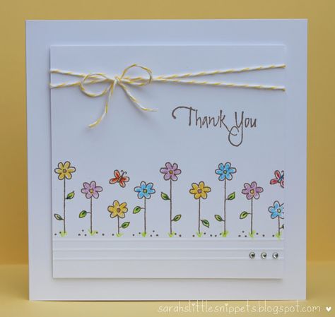 Sarah's Little Snippets: Simple thank you card Thank U Cards, Simple Thank, Handmade Thank You Cards, Thanks Card, Card Drawing, Birthday Cards Diy, Handmade Birthday Cards, Floral Cards, Creative Cards