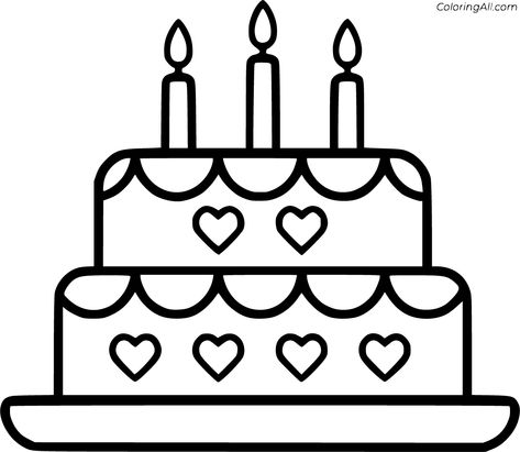 63 free printable Birthday Cake coloring pages in vector format, easy to print from any device and automatically fit any paper size. Cake Drawings Easy, Birthday Coloring Pages Free Printable, Cake Drawing Easy, Plain Birthday Cake, Birthday Cake Coloring Page, Birthday Cake Template, 2nd Birthday Cake Boy, Birthday Cake Drawing, Cake Coloring Pages