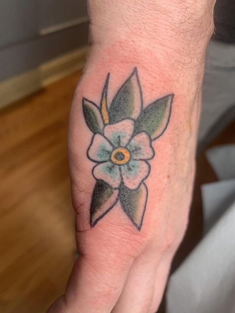 @electricxjoe on Instagram | Blue Flower Floral American Traditional Tattoo style Flower American Traditional, Flower Tattoo Traditional, Blue Flower Tattoo, Blue Flower Tattoos, Tattoo Traditional, Make Tattoo, American Traditional Tattoo, American Traditional, Blue Flower