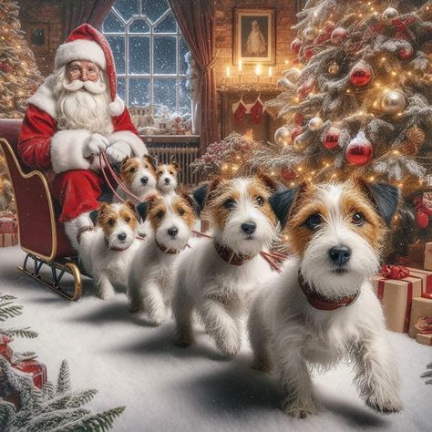 Jack Russell Terrier Christmas, Chien Jack Russel, Winter Christmas Scenes, Jack Russell Puppies, Funny Happy Birthday Wishes, Pallet Christmas, Jack Russel, Christmas Scenes, Dog Signs