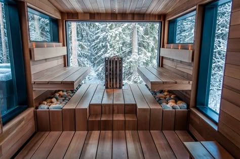 Sauna House, Sauna Steam Room, Window In Shower, Finnish Sauna, Sauna Design, Outdoor Sauna, Sauna Room, Spa Room, Bath Room