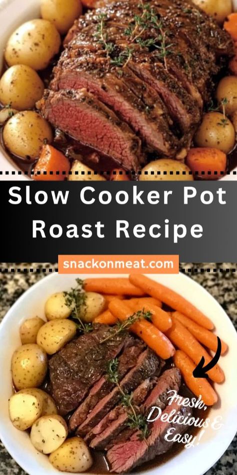 "Cozy up with this classic Slow Cooker Pot Roast! Tender beef chuck roast slow-cooked to perfection with carrots, potatoes, and a rich, savory gravy. Perfect for an easy, hearty meal the whole family will love. Just set it and forget it for a delicious, melt-in-your-mouth dinner. 🍲🥕 #SlowCooker #PotRoast #ComfortFood #EasyRecipes #FallDinner #Crockpot #BeefRoast #FamilyMeals #OnePotMeals"

This description includes key details and hashtags to increase engagement and make the post easy to find on Pinterest. Check Roast Crockpot, Easy Beef Chuck Roast Recipes, Roast With Potatoes And Carrots Crockpot, 2lb Chuck Roast Crock Pot, How To Cook Pot Roast In Crock Pot, Roast Beef Crock Pot Recipes Slow Cooker, Roast And Potatoes In Crockpot, Recipe For Chuck Roast, Crockpot Pot Roast Slow Cooker