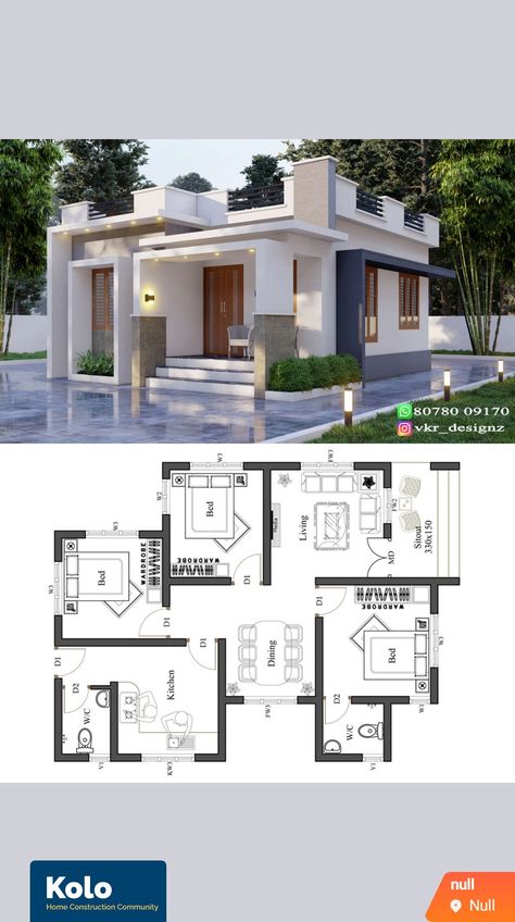 Banglow Design, Cheap House Plans, Small House Design Kerala, Chettinad House, Home Map Design, Modern Bungalow House Design, Architectural Concept, 2bhk House Plan, Bungalow Style House