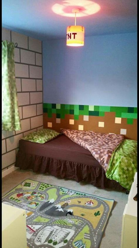 Minecraft on amazon Gamer Lounge, Minecraft Bedrooms, Bedroom Minecraft, Minecraft Room Decor, Boys Game Room, Boys Shared Bedroom, Kids Bedroom Boys, Bean Sprout, Minecraft Bedroom