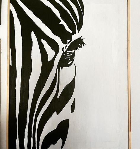 DIY zebra painting and wood frame. Most exciting thing when a plan comes together so well. 1. Got a second hand canvas on fb market… | Instagram Guest Bedroom Art, Zebra Painting, Got Wood, Acrylic Art, Wood Frame, Second Hand, Canvas Painting, Paint, How To Plan