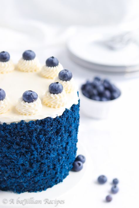 Blue Velvet Cake - A baJillian Recipes Blue Velvet Cake Recipe, Blue Cake Ideas, Recipe With Blueberries, Blue Velvet Cake, Blue Velvet Cupcakes, Macaron Ice Cream Sandwich, Blue Velvet Cakes, Velvet Cakes, Flat Cakes