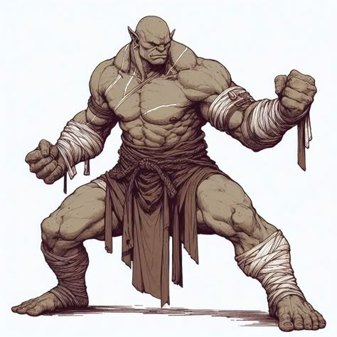 Monk Character Design, Orc Art, Dnd Orc, Monk Dnd, Trendy Tunic, D D Character Ideas, Dungeons And Dragons Classes, Dnd Monsters, Dungeons And Dragons Characters