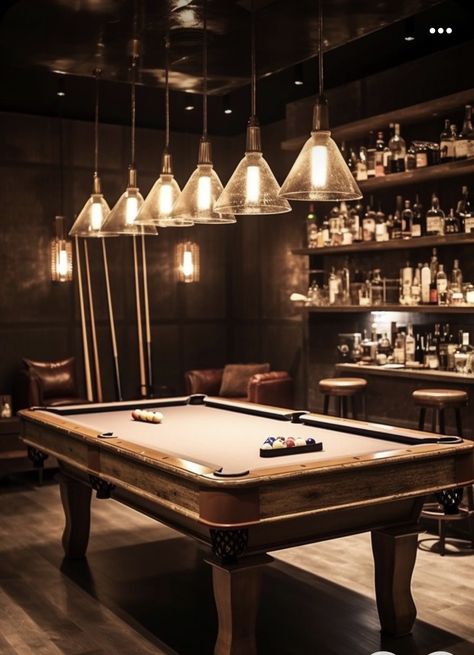 Pool Table Bar Room Ideas, Basement Luxury, Pool Room Ideas, Billiards Room Decor, Cinema Rooms, Snooker Room, Different House Styles, Pool Table Room, Dream Basement