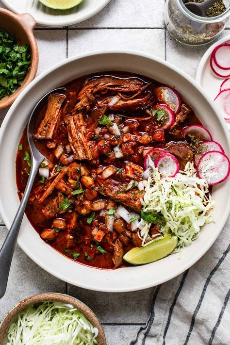 Pozole Rojo Recipe - Isabel Eats Best Posole Recipe, Pozole Recipe Chicken, Authentic Posole Recipe Pork, Posole Recipe Pork, Mexican Pozole Recipe, Authentic Posole Recipe, Red Posole Recipe, Posole Recipe Chicken, Pozole Rojo Recipe