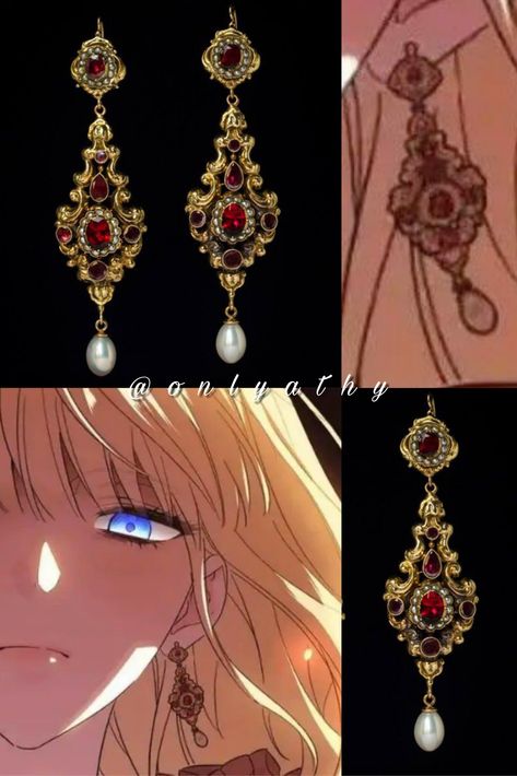 Manhwa Earrings, Manhwa Accessories, Magical Jewelry Fantasy Earrings, Manwha Jewelry, Manhwa Jewelry, Mdzs Earrings, Rudbeckia De Borgia, Manga Jewelry, The Princess Jewelry Box Manhwa