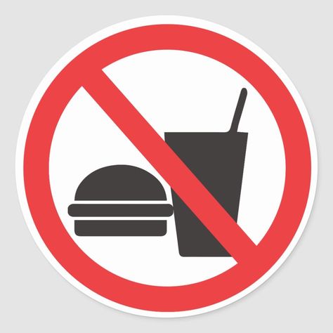 No Food or Drink sign Classic Round Sticker No Eating Or Drinking Sign, No Food Or Drink Sign, No Laziness, No Food Sign, No Food Or Drink, Road Trip Kit, Drink Icon, Drink Stickers, Food Signs