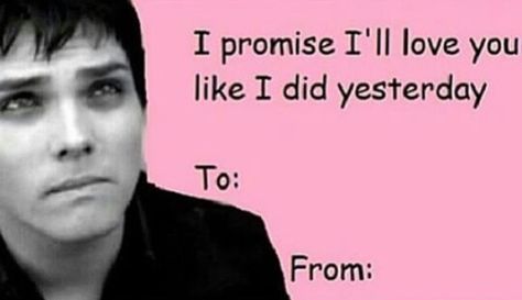 Emo Valentines Cards, My Chemical Romance Valentine Cards, Nirvana Valentines Card, Mcr Valentine Cards, Sleep Thoughts, Emo Valentines, Weird Valentines Cards, Band Valentines, My Chemical Romance Memes