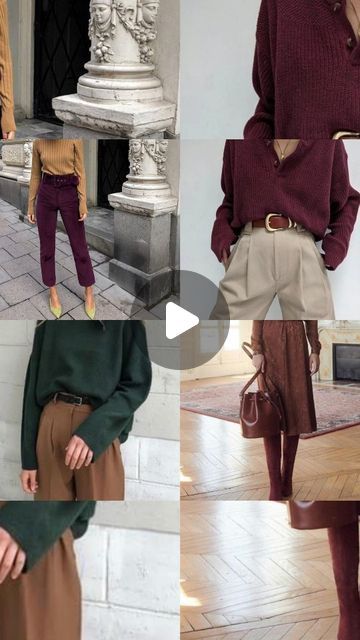 Farloe • Your Personal Stylist on Instagram: "Dark Autumn is deep, warm, soft and has high contrast🤎Here are some ways to combine the colors within your color palette🍂🌿  Which color combination is your favorite?  . . .  #darkautumn #darkautumnpalette #skinundertone #coloranalysis #seasonalcoloranalysis #styletips #styleinspo #colorinspiration #colorinspo #outfitideas" Deep Autumn Color Palette Outfits, Dark Autumn Color Palette Outfit, Dark Autumn Outfits, Deep Autumn Outfits, True Autumn Outfits, Warm Autumn Color Palette, Color Matching Clothes, Clothes Combination, Warm Fall Outfits