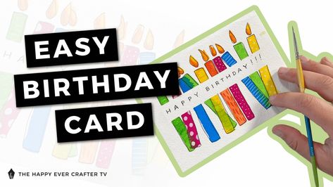 Easy Watercolor Cards Ideas Birthday, Easy Watercolor Birthday Card, Water Colour Birthday Cards Ideas, Watercolor Birthday Card Man, Watercolor Birthday Card Diy, Watercolour Birthday Card Ideas, Easy Watercolor Cards, Easy Watercolor Birthday Cards, Happy Birthday Watercolor Card