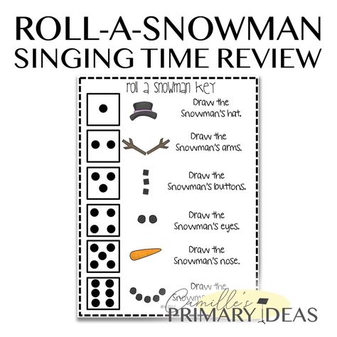 Roll-A-Snowman Singing Time Review - Camille's Primary Ideas Primary Review Games, Christmas Singing Time, Christmas Primary Singing Time, Primary Singing Time Christmas, Who I Hear Singing Snowman, Christmas Singing Time Primary, February Song, Primary Singing Time Review Games, Primary Chorister