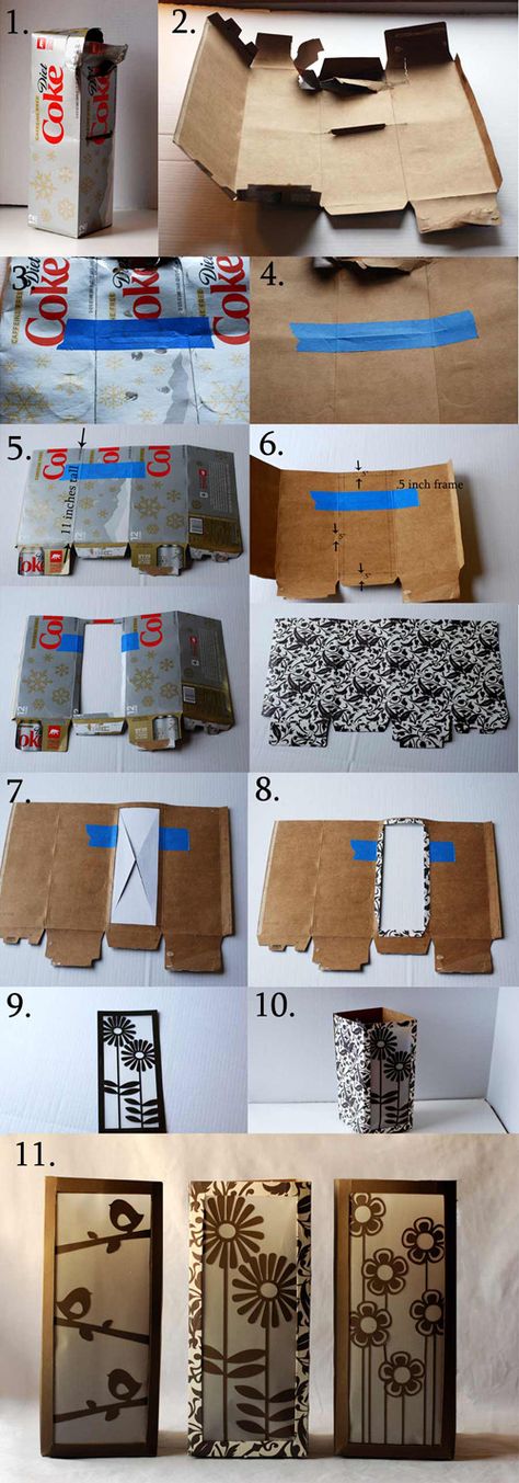 instruction guide for square paper lantern craft Diy Projects For Men, Paper Box Diy, Paper Lanterns Diy, Paper Lantern Lights, Lantern Craft, Cute Diy Projects, Diy Lanterns, Paper Lantern, Recycled Projects