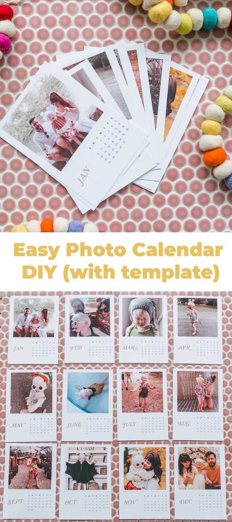 Diy Calendar Photo, Photo Calendar Diy, Diy Photo Calendar, Picture Calendar, Calendar Design Layout, Paper Desk, Diy Desk Calendar, Quick Diy Gifts, Wall Calendar Design