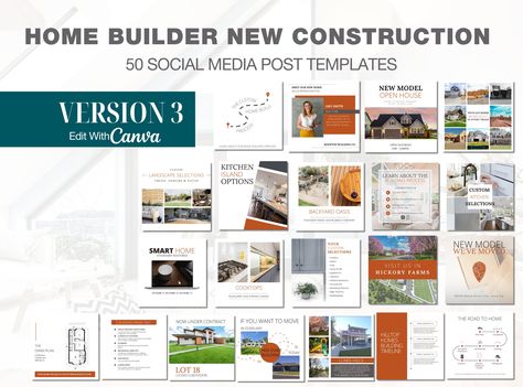 Home Builder Marketing, Construction Social Media, Digital Marketing Plan Template, Spec Home, Construction Logo Design, Marketing Plan Template, Listing Presentation, Welcome Packet, Digital Marketing Plan