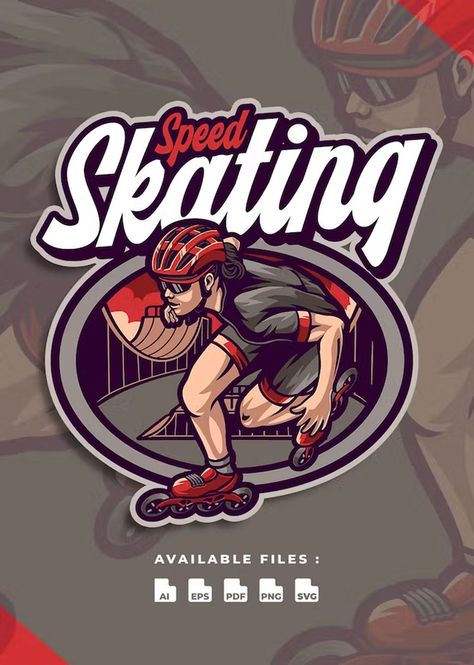 Inline Skate Sport Race Logo Template AI, EPS Inline Speed Skates, Skate Stickers, Logo Feminine, Speed Skating, Speed Skates, Logo Mascot, Logo Minimal, Flat Logo, Creative Logo Design