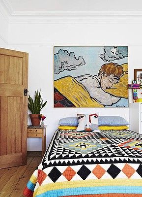 Statement Art Bedroom, Art Above King Bed, Bromley Art, David Bromley, All White Background, Colorful Bedroom, Bedroom Colour, Lucky Boy, Children Room Boy