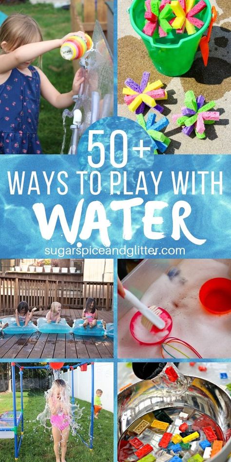 Over 50 Ways to Play with Water this summer - the ultimate guide to keeping kids happy and cooled off this summer, from DIY Water Walls, Water Table Ideas, and more! Water Play Ideas, Water Birthday Parties, Bff Sleepover, Play Ideas For Kids, Water Play Activities, Water Play For Kids, Water Birthday, Fun Activities For Toddlers, Summer Fun For Kids