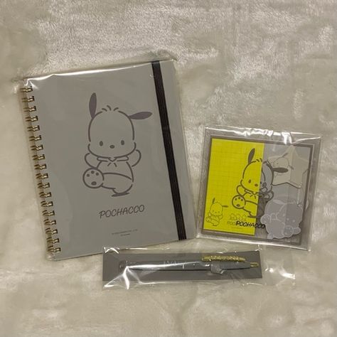 NWT! Pochacco 3pc Stationary Set! Notebook, Memo Pad, & Pen Aesthetic Items, Vintage Stationery, Go Back To School, Mini Envelopes, Pen Shop, Mini Notebooks, Stationary Set, Kawaii Style, Hello Kitty Items