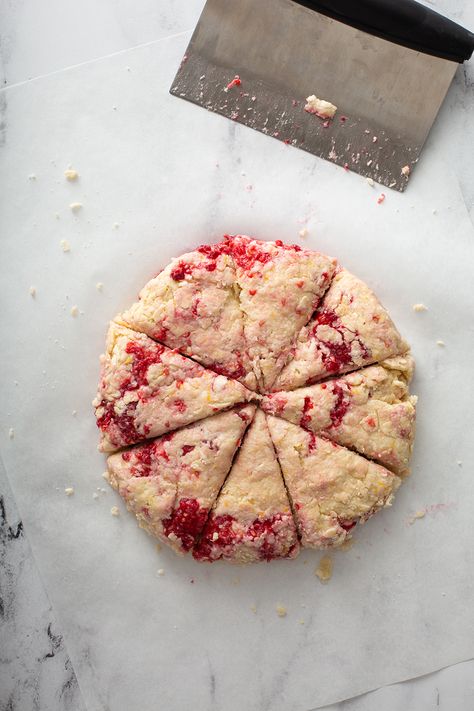 Sourdough Discard Raspberry Scones, Sourdough Raspberry Scones, Sourdough Discard Lemon Scones, Rasberry Scones, Raspberry Sourdough, Raspberry Lemon Scones, Lemon Raspberry Scones, Raspberry Scones Recipe, Raspberry Scone