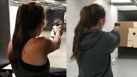 NRA Women | The Dos and Don'ts of Gun Range Attire Clay Shooting Outfit Women, Shooting Range Outfit Woman, Firing Range Outfit Women, Shooting Range Outfit, Indoor Shooting Range, Sporting Clays, Low Cut Blouses, Loose Fitting Pants, Class Outfit