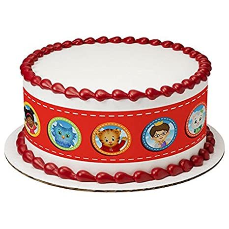 Whimsical Practicality Licensed Daniel Tiger's Neighborhood - Designer Strips - Edible Cake Side Toppers - D20416: AmazonSmile: Grocery & Gourmet Food Daniel Tiger Birthday Cake, Daniel Tiger Party Ideas, Tiger Party Ideas, Curious George Cake Topper, Tiger Birthday Cake, Daniel Tiger Neighborhood, Daniel Tiger Cake, Daniel The Tiger, Curious George Cakes