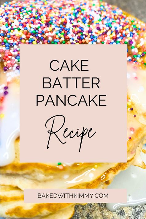 These cake batter pancakes are perfect for a birthday breakfast, a special brunch, or a late night snack. No matter what the occasion, these pancakes won’t disappoint. They’re thick and fluffy like a good pancake should be, but have a really unique cake-like taste and texture that make them unforgettable. Not to mention the glazed they’re covered in is like the icing on the cake (no pun intended). Cake Batter Pancakes Easy, Cake Batter Pancakes, Baked Pancakes, Late Night Snack, Breakfast Recipes Sweet, Birthday Breakfast, Recipes Sweet, Icing On The Cake, Late Night Snacks