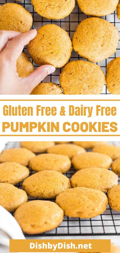 Gluten Dairy Free Pumpkin Cookies, Gluten Free Dairy Free Pumpkin Cookies, Dairy Free Pumpkin Cookies, Pumpkin Snacks, Candies Recipes, Cookies Dairy Free, Gluten Free Pumpkin Cookies, Gfcf Recipes, Pumpkin Cookies Easy