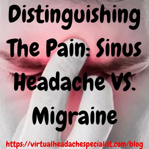 Distinguishing The Pain: Sinus Headache VS. Migraine. #migraine #chronicmigraine #headache #sinuspressurerelief #sinuses #sinus #sinusheadache #sinussymptoms #sinuspressure #sinusitis #sinuscongestion Sinus Pressure Relief, Complex Migraine, Sinus Headache Relief, Headache Medicine, Forward Head Posture Exercises, Sinus Cavities, Sinus Problems, Sinus Headache, Sinus Pressure