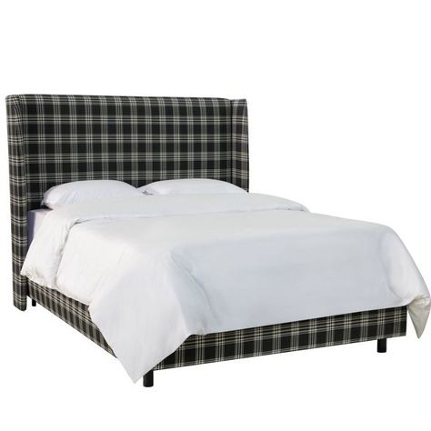 Queen Wingback Bed Barnegat Plaid Black Sea - Skyline Furniture : Target Wingback Bed, Skyline Furniture, Top Beds, Standard Bed, Upholstered Panel Bed, Upholstered Panels, Metal Bed Frame, Metal Beds, Panel Bed