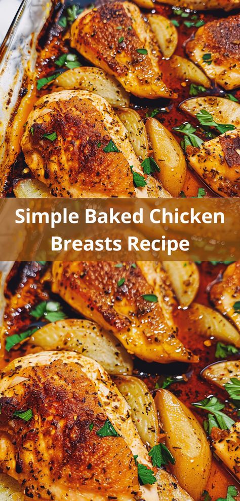 Simple baked chicken breasts for a healthy, delicious meal in under 30 minutes. Simple Baked Chicken Breast, Moist Baked Chicken Breast, Simple Baked Chicken, Moist Baked Chicken, Juicy Chicken Breast Recipes, Healthy Baked Chicken Breast, Easy Baked Chicken Breast Recipes, Oven Baked Chicken Breast, Quick Chicken Breast Recipes