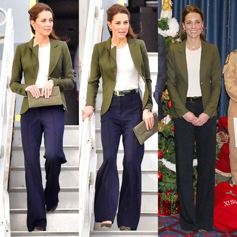 Khaki And Navy Blue Outfits, Navy Green Pants Outfit, Navy Pants Outfit Work Winter Color Combos, Business Casual Outfits Navy Pants, Olive And Navy Outfit, Wide Leg Navy Pants Outfit, What To Wear With Navy Pants, Navy Pants Outfit Work, Olive Green Blazer Outfit