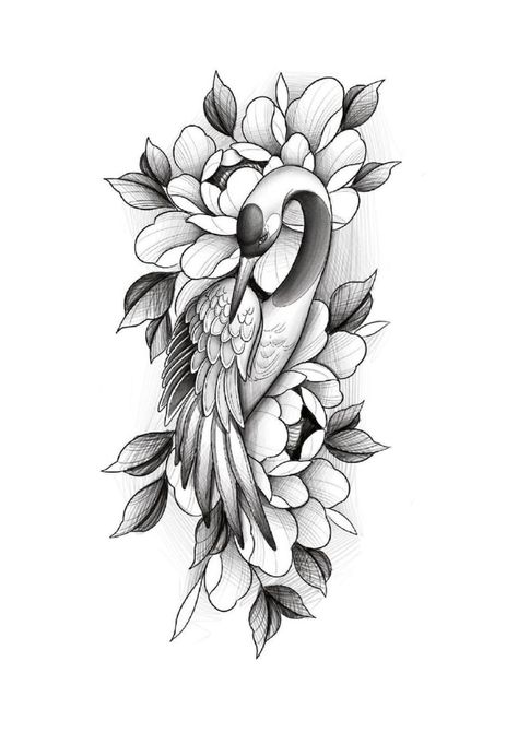 Swan Tattoo, Crane Tattoo, Vogel Tattoo, More Feminine, Tato Lengan, Tattoo Stencil Outline, Floral Tattoo Design, Feminine Tattoo, Thigh Tattoos Women