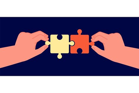 Business cooperation concept. Symbol connecting, puzzle pieces in two hands. Partnership collaboration teams, businessman partners utter vector metaphor. Illustration of cooperation and communication Partnership Creative Ads, Partnership Illustration, Metaphor Illustration, Partnership Design, Business Cooperation, Whatsapp Message, Business Partner, Creative Ads, Puzzle Pieces