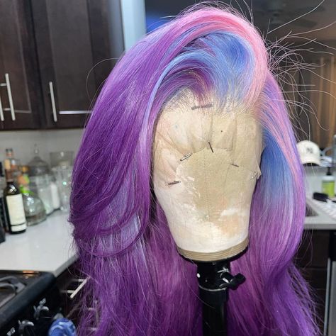 Silver Hair Styles, Galaxy Wig Hair Colors, Silver Purple Lace Front Wig, Purple Hair Lace Wig, Purple Human Hair Wig, Purple Full Lace Wig, Dyed Hair Inspiration, Hairdos For Curly Hair, Protective Hairstyles Braids