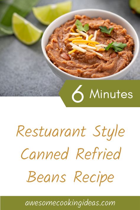 Whip up a quick and tasty side dish of restaurant style refried beans with canned refried beans! 😋 This restaurant-style recipe is perfect for busy weeknights or when you just need a delicious, comforting dish to satisfy your cravings. Canned Refried Beans Improve, Canned Refried Beans Recipe, Can Refried Beans Recipe, Canned Refried Beans, Canned Bacon, Canning Refried Beans, Refried Beans Recipe, Restaurant Style Recipes, Mexican Rice Recipes