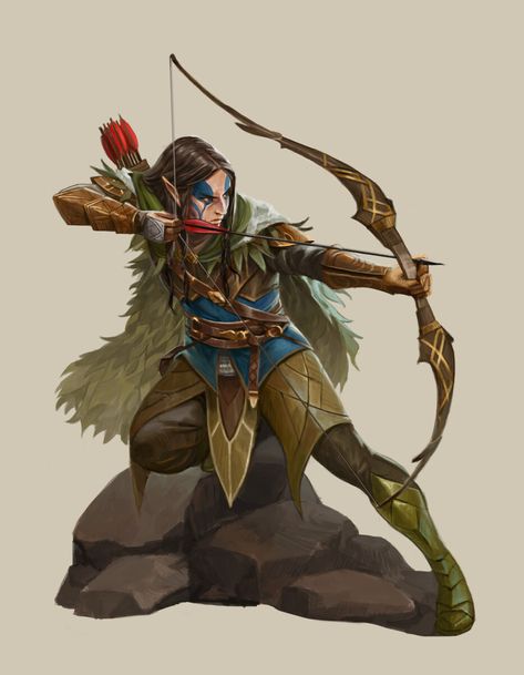 ArtStation - Some characters, Rod Mendez Crow Woman, Archer Characters, Elf Ranger, Wood Elf, Fantasy Races, Dnd Art, The Crow, D&d Dungeons And Dragons, Fantasy Concept Art