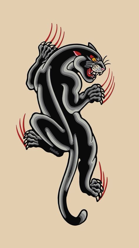 Jaguar Tattoo Outline, Traditional Puma Tattoo, American Traditional Black Panther, American Traditional Tattoos Panther, Bold Back Tattoo, American Traditional Panther Head, Traditional Leopard Tattoo, American Traditional Tattoo Design Old School, Traditional Black Panther Tattoo