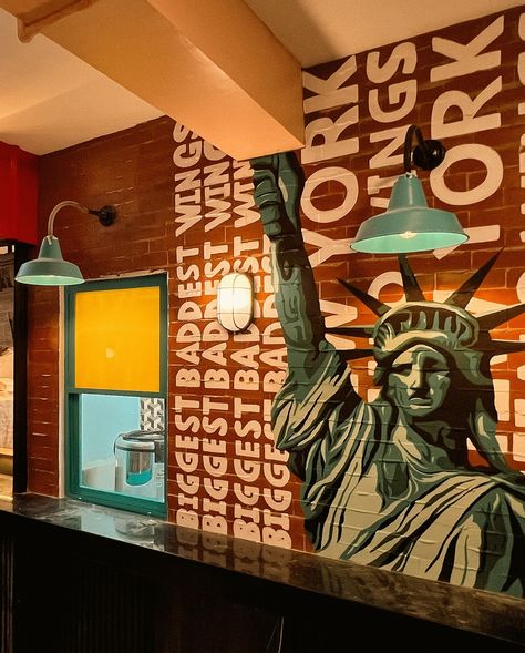 Unveiling Our Back-to-Back Mural Masterpiece at @frankieswings 🗽 Experience the authentic vibe of New York City right here at Frankie's! We’re thrilled to present our back-to-back mural project that transforms the atmosphere of this beloved NYC-style restaurant. ( @thesundryfoodhall ~ @ayalamallsvermosa ) Our mural weaves together the stories of hometown heroes, iconic structures, and the timeless energy of Lady Liberty herself, giving each branch its own unique twist inspired by its local ... New York Mural, Nyc Style, Hometown Heroes, Lady Liberty, Nyc Fashion, York City, New York City, Weaving, Mural