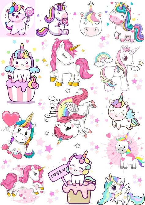 Printable Stickers Cartoons, Cute Stickers Unicorn, My Little Pony Stickers Printable, Unicorn Stickers Printable Free, Unicorn Pictures Cute, Unicorn Drawing Cute, Unicorn Images Cute, Rainbow Unicorn Drawing, Unicorn Stickers Printable