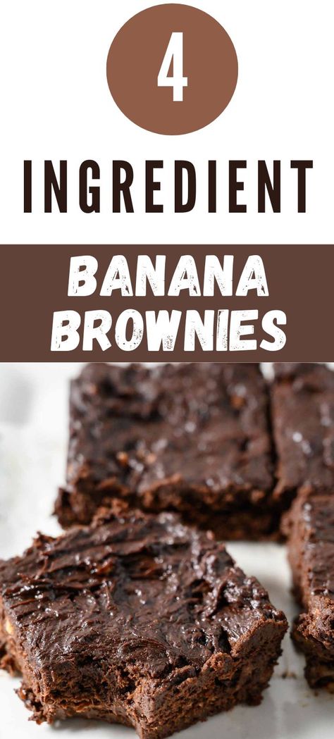 These 4 Ingredient Banana Brownies are super fudgy and chocolatey. Made with peanut butter and cocoa powder, these healthy banana brownies are also vegan, flourless, and gluten-free! These flourless brownies are much healthier than traditional brownies. They take just 7 steps to make and are ready in just 30 minutes! Healthy Banana Brownies, Protein Powder Brownies, Brownie Recipe With Cocoa, Flourless Banana Muffins, Peanut Butter Brownies Recipe, Cocoa Powder Brownies, Cocoa Powder Recipes, Easy Donut Recipe, Flourless Brownies