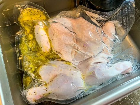 Whole Chicken Sous Vide, Sous Vide Whole Chicken, Sous Vide Chicken Leg Quarters, Chicken Souvlaki Marinade, Chicken Sous Vide, Souvlaki Marinade, Chicken Temperature, Sous Vide Chicken Breast, Cook A Whole Chicken