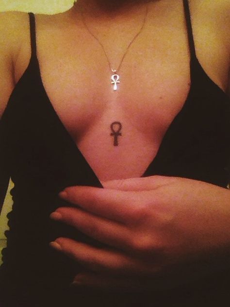 Eygptain Tattoos For Women, Anhk Tattoos For Women, Ankh Tattoo, Sign Tattoo, Tattoos For Black Skin, Egyptian Tattoo, Pretty Tattoos For Women, Dope Tattoos For Women, Sternum Tattoo