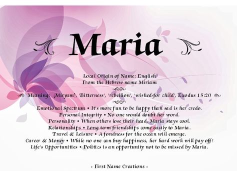 maria name meaning Destiny Meaning, Maria Name, Miss My Mom, Boat Wallpaper, Hebrew Names, Screen Wallpapers, Best Character Names, Calligraphy Name, Instagram Names